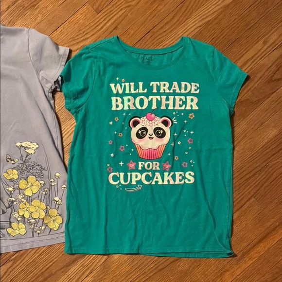 Joe H&M Place Kids Short Sleeve Tees - Charcoal, Sky Blue, Turquoise, and Floral - Picture 6 of 9